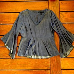 WHBM denim bell sleeve top